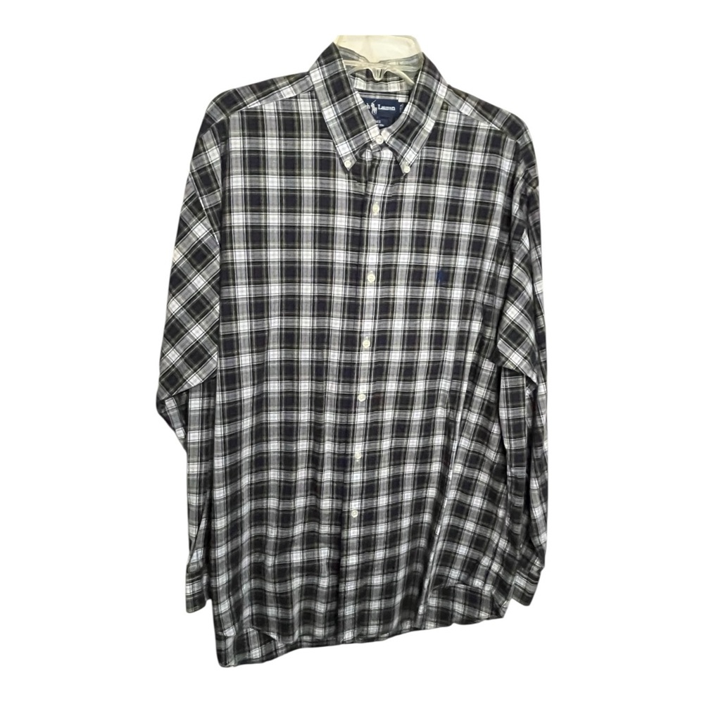 Men's Green and Navy Plaid Ralph Lauren Shirt